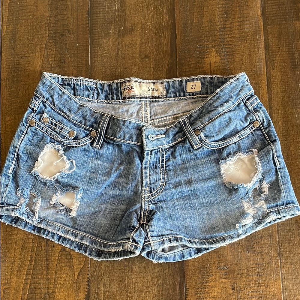 BKE Blue Distressed Jean Shorts